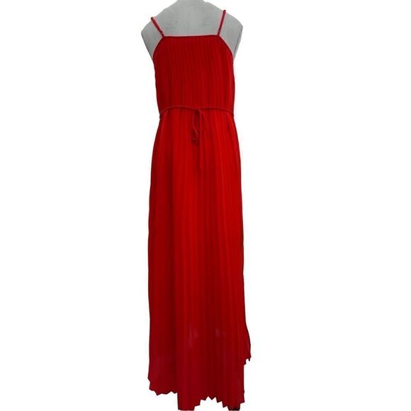 Banana Republic, red Christmasy accordion folded fabric, chiffon maxi size 0 fla - Picture 3 of 16